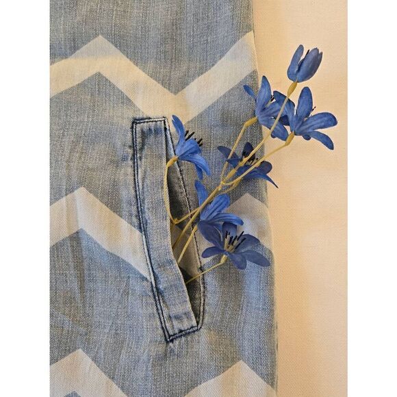 Billy T Lila Shirtdress Womens Denim Chevron Button Front Blue Dress Small - Picture 7 of 12